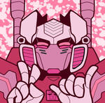 a fan art icon of brainstorm’s head and shoulders, colored pink